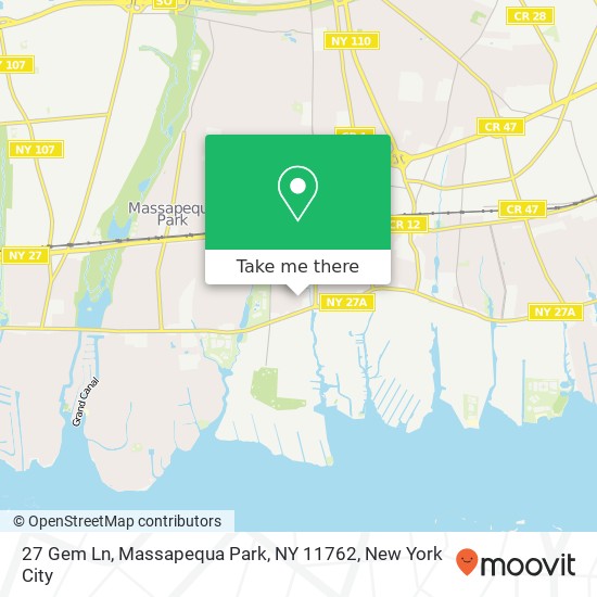 Mapa de 27 Gem Ln, Massapequa Park, NY 11762