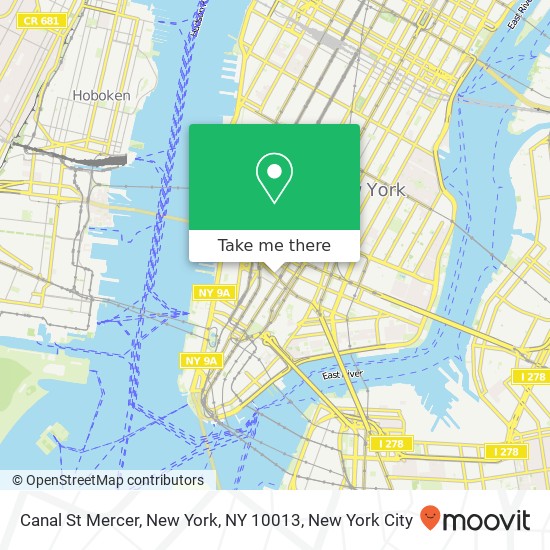 Canal St Mercer, New York, NY 10013 map