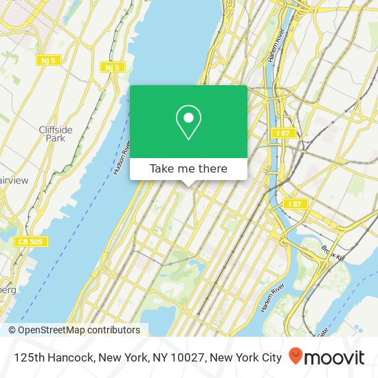 125th Hancock, New York, NY 10027 map