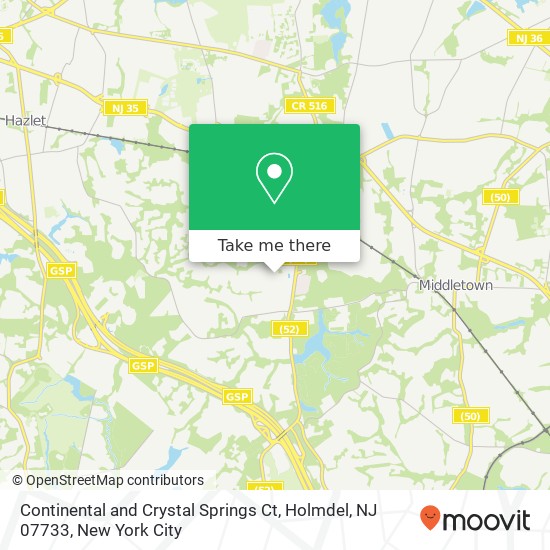 Mapa de Continental and Crystal Springs Ct, Holmdel, NJ 07733