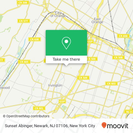 Mapa de Sunset Abinger, Newark, NJ 07106