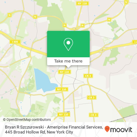 Mapa de Bryan R Szczurowski - Ameriprise Financial Services, 445 Broad Hollow Rd