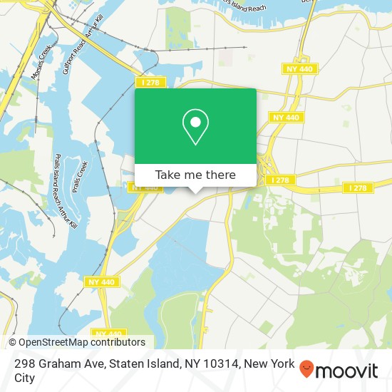 Mapa de 298 Graham Ave, Staten Island, NY 10314