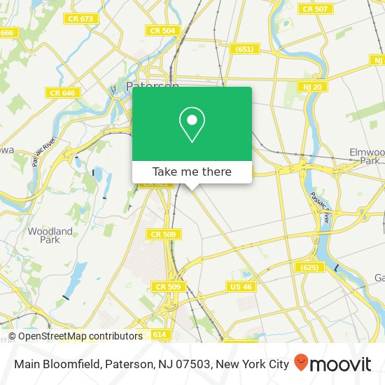 Mapa de Main Bloomfield, Paterson, NJ 07503