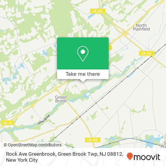 Mapa de Rock Ave Greenbrook, Green Brook Twp, NJ 08812