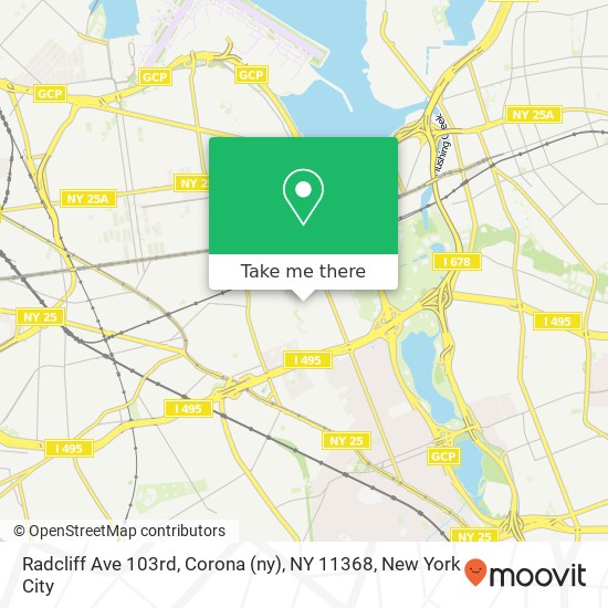 Radcliff Ave 103rd, Corona (ny), NY 11368 map