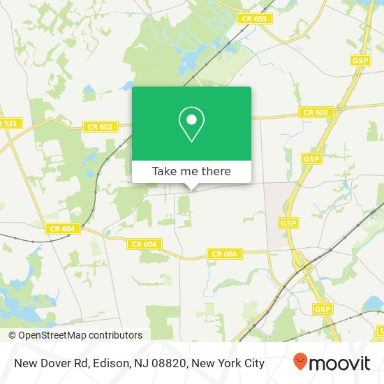 Mapa de New Dover Rd, Edison, NJ 08820