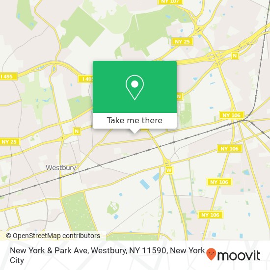Mapa de New York & Park Ave, Westbury, NY 11590