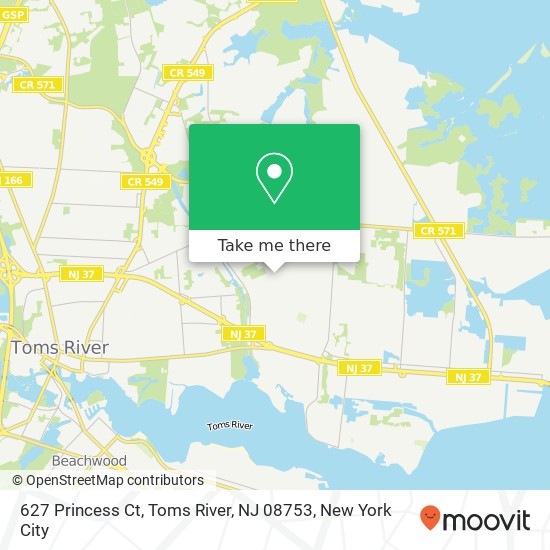 627 Princess Ct, Toms River, NJ 08753 map