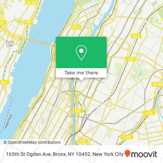 165th St Ogden Ave, Bronx, NY 10452 map