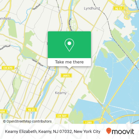 Mapa de Kearny Elizabeth, Kearny, NJ 07032