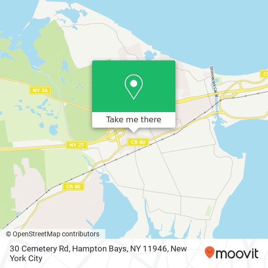 Mapa de 30 Cemetery Rd, Hampton Bays, NY 11946