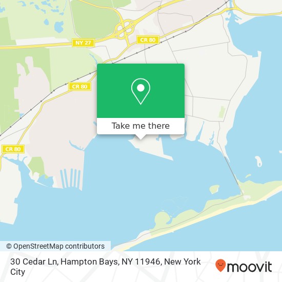 30 Cedar Ln, Hampton Bays, NY 11946 map