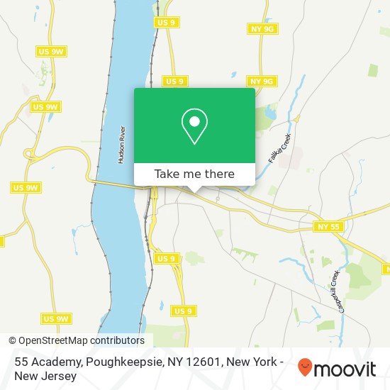 Mapa de 55 Academy, Poughkeepsie, NY 12601