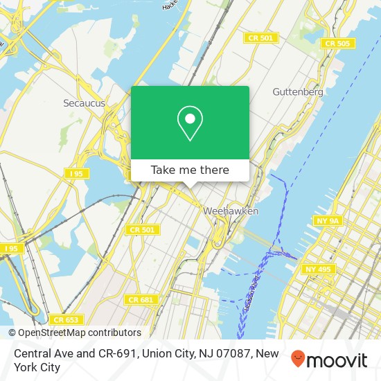 Mapa de Central Ave and CR-691, Union City, NJ 07087