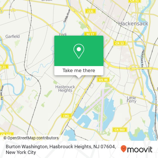 Mapa de Burton Washington, Hasbrouck Heights, NJ 07604