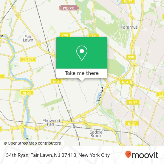 Mapa de 34th Ryan, Fair Lawn, NJ 07410