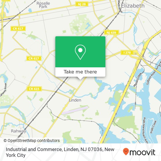 Mapa de Industrial and Commerce, Linden, NJ 07036