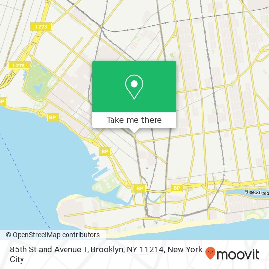 Mapa de 85th St and Avenue T, Brooklyn, NY 11214