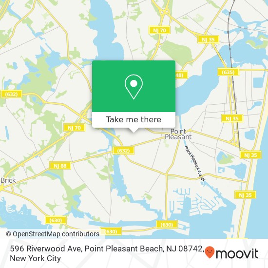 Mapa de 596 Riverwood Ave, Point Pleasant Beach, NJ 08742