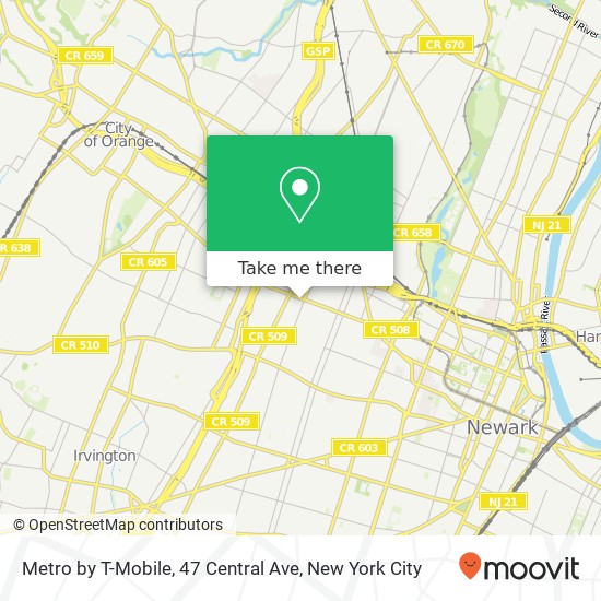 Mapa de Metro by T-Mobile, 47 Central Ave