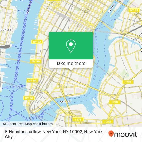 E Houston Ludlow, New York, NY 10002 map