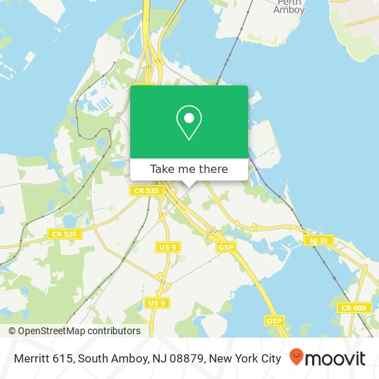 Mapa de Merritt 615, South Amboy, NJ 08879