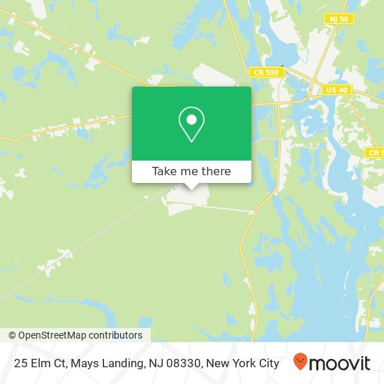 Mapa de 25 Elm Ct, Mays Landing, NJ 08330