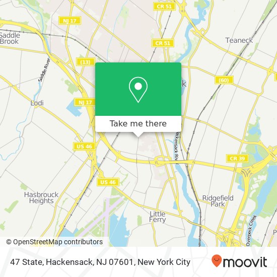 Mapa de 47 State, Hackensack, NJ 07601