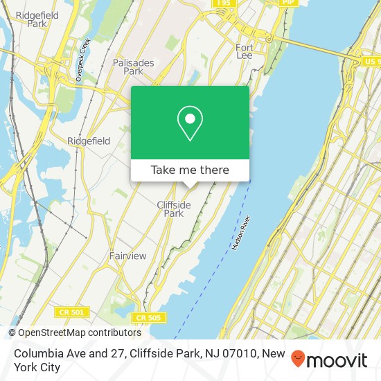 Mapa de Columbia Ave and 27, Cliffside Park, NJ 07010