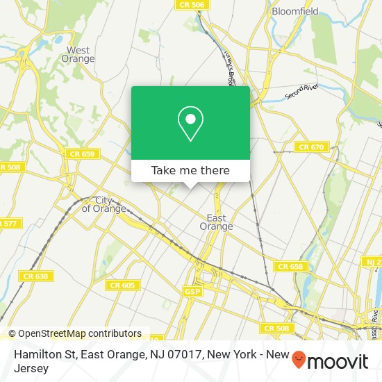 Mapa de Hamilton St, East Orange, NJ 07017