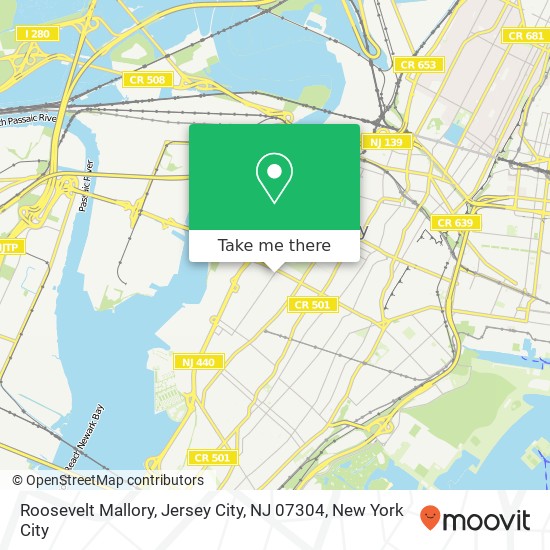 Mapa de Roosevelt Mallory, Jersey City, NJ 07304