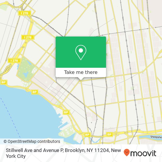 Mapa de Stillwell Ave and Avenue P, Brooklyn, NY 11204