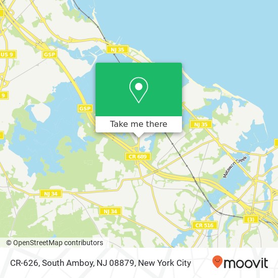 Mapa de CR-626, South Amboy, NJ 08879