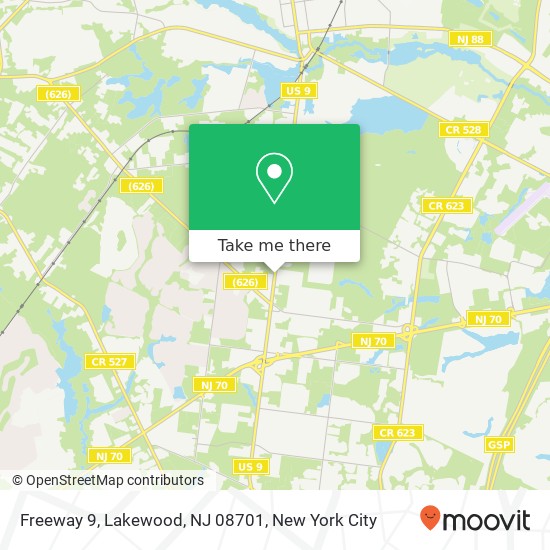 Mapa de Freeway 9, Lakewood, NJ 08701