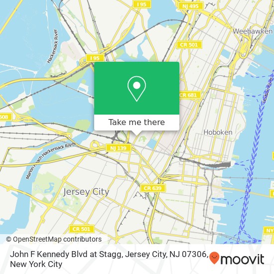 Mapa de John F Kennedy Blvd at Stagg, Jersey City, NJ 07306