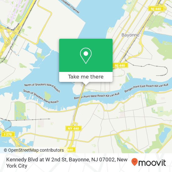 Mapa de Kennedy Blvd at W 2nd St, Bayonne, NJ 07002