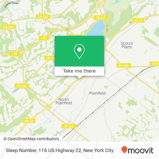 Mapa de Sleep Number, 116 US Highway 22