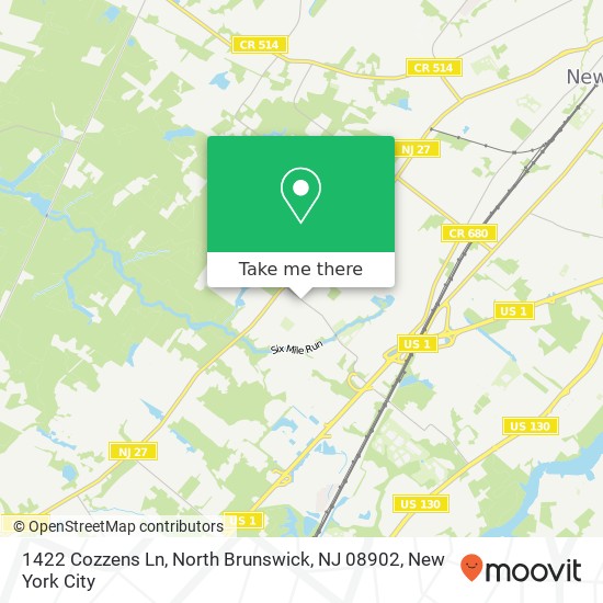 Mapa de 1422 Cozzens Ln, North Brunswick, NJ 08902