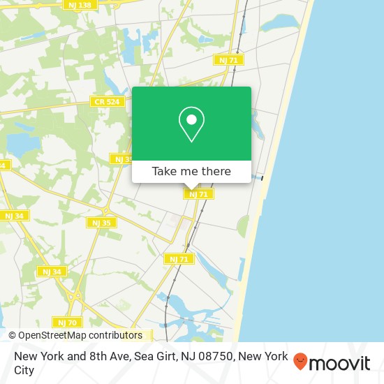 Mapa de New York and 8th Ave, Sea Girt, NJ 08750