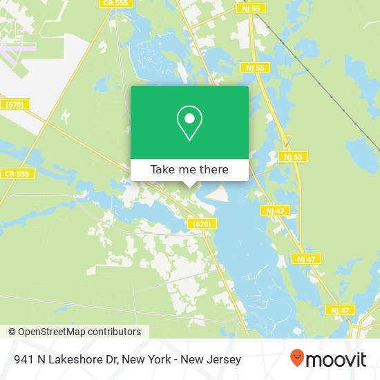 Mapa de 941 N Lakeshore Dr, Millville, NJ 08332