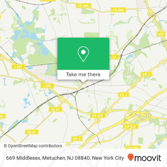 Mapa de 669 Middlesex, Metuchen, NJ 08840