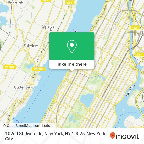 Mapa de 102nd St Riverside, New York, NY 10025