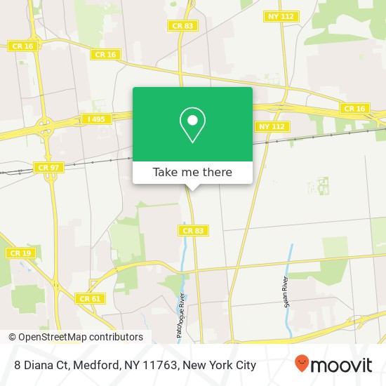 Mapa de 8 Diana Ct, Medford, NY 11763