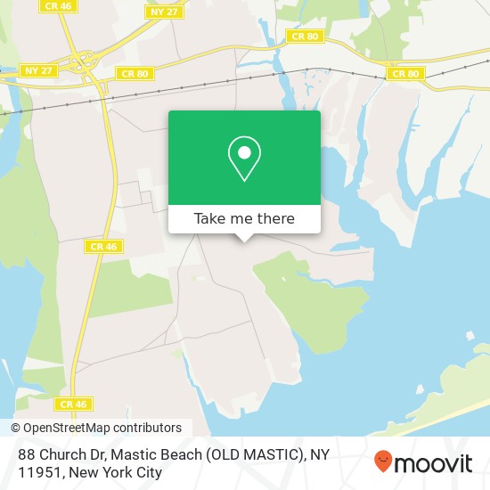Mapa de 88 Church Dr, Mastic Beach (OLD MASTIC), NY 11951
