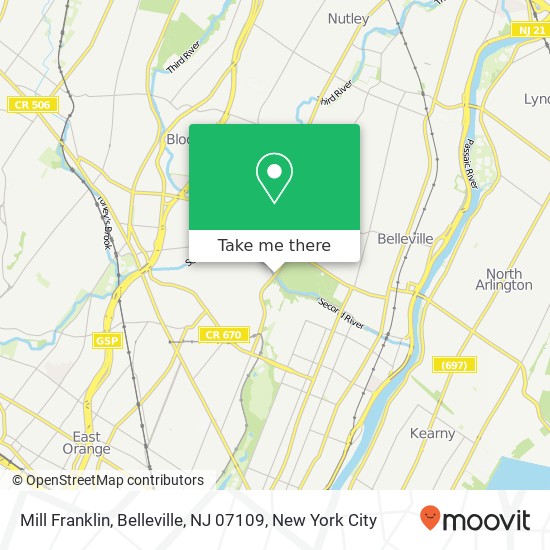 Mapa de Mill Franklin, Belleville, NJ 07109
