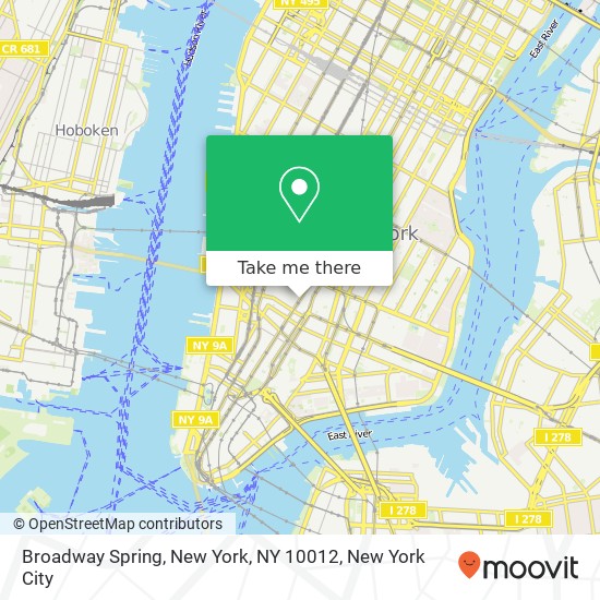 Mapa de Broadway Spring, New York, NY 10012