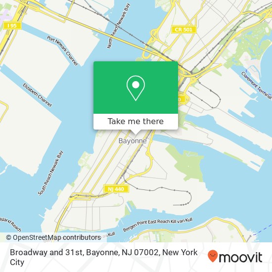 Mapa de Broadway and 31st, Bayonne, NJ 07002