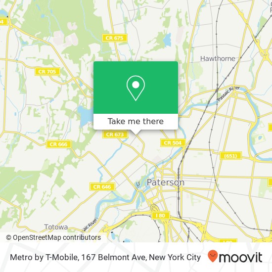 Mapa de Metro by T-Mobile, 167 Belmont Ave