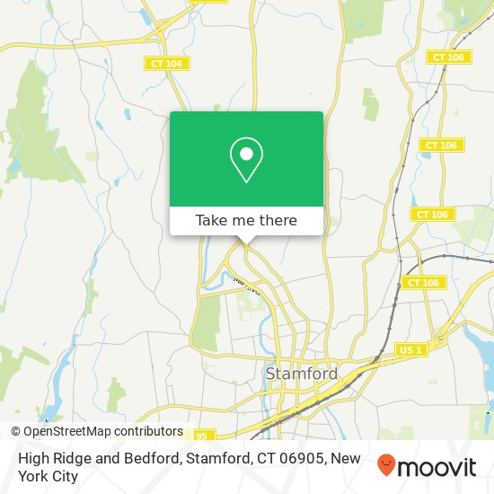 Mapa de High Ridge and Bedford, Stamford, CT 06905